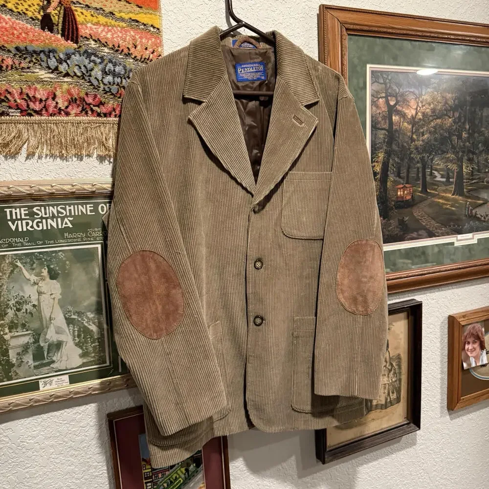 Vintage 90’s Olive Green/Brown Corduroy Pendleton‎ Sports Coat Size Medium
